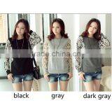 Korean Style Slim Round Neck Long Batwing Sleeve Women Lace Stitching Plus Size Blank T-shirt thumbnail-3