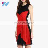 Fashion Clothing 2016 Woman Black Chiffon Sleeveless Mid Solid Shift Dress thumbnail-3