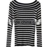 EY0875S New Design 2016 Women Boat Neck Stripe Pullover Sweaters thumbnail-2
