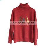 2017 NEW Design Christmas Sweater Christmas Tree Embroidery Turtleneck Customized Sweater thumbnail-1