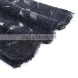 Cotton Polyester Blend Scarves & Wraps Rectangle Silver Black Feather Fashion Scarf 2017 thumbnail-2