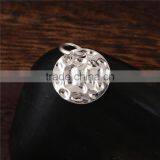 Zinc Based Alloy Hammered Charms Round Silver Plated W/ Open Loop thumbnail-1