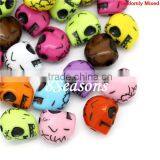 Mixed Halloween Skull Acrylic Spacer Beads 17x17mm