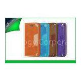 Shockproof Purple Apple Iphone Leather Cases For Iphone 5s , Cell Phone Flip Covers