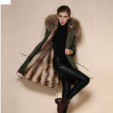 New Style Women Fur Parka Natural Raccoon Fur Collar Coats Winter