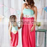 Cute Knit Mint and Coral Mommy and me Maxi Dresses thumbnail-1