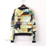 2015 Fashion Women Jacket Europe America Sportwear Space Cotton Long Sleeve Printed Graffiti Zipper Dress Women's Blouses thumbnail-2