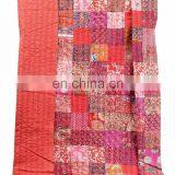 Indian Handmade Patchwork Kantha Quilt Bedspread Throw Cotton Queen Size Blanket thumbnail-5