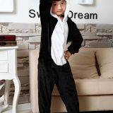 Panda Cartoon Flannel Conjoined Polyester Children Pajamas thumbnail-3