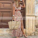 Hot Sale Vacation Summer Bohemian Style V-neck Floral Dress thumbnail-3
