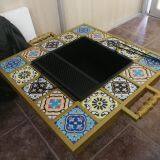 Ceramic Tile Mosaic Parquet Outdoor Rectangular Fire Pit Table thumbnail-4