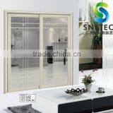 Ivory Wood Frames Tempered Glass for Partition Sliding Doors thumbnail-1