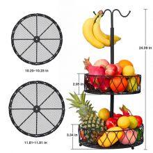 Storage Rack Kitchen Wire Steel Bread Fruit Bowl Stand 2 Tier Metal Fruit Basket thumbnail-3