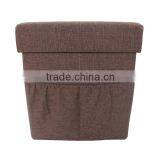 Ample Collapsible Storage Ottoman With Cushion Top thumbnail-1