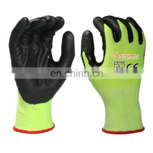 Full firm grip coating black nitrile coated safety glove oil resistant with en388