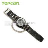 Mens Gothic Punk Rock Chain Skull Bullets Black Leather Watch LVB227 thumbnail-2