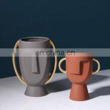 Nordic INS Style Figurines Frosted Creative Face Design Model Home Room Flowers Decorative Ornament Abstract Ceramic Vase thumbnail-5