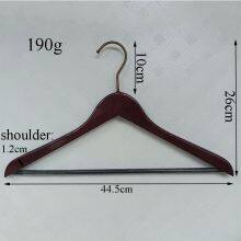 Hotel Closet Coat Suit Wooden Hanger With Bronzer Chrome Plated Round Hook Custom Logo Display Racks thumbnail-2