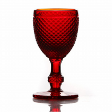 Wine Glass Colored Glass Goblet Vintage Pineapple Pattern Embossed Glass Goblets thumbnail-4