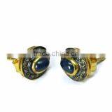 Stylish Stud !! Blue Sapphire & Diamond 925 Sterling Silver Earring, Silver Jewelry, 925 Sterling Silver Jewelry thumbnail-6