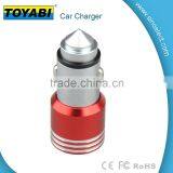 Stainless Steel Dual Port Car Charger for Mobile Phones Safety Hammer Window Broken Quick Charging Portable 2 USB Car Charger thumbnail-3