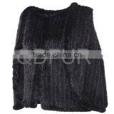 QD80559 Natural Black Brown Knitted Mink Fur Long Shawl and Cape White Color Customized thumbnail-2
