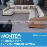 Black and Red U Shaped Leather China Sofa thumbnail-3