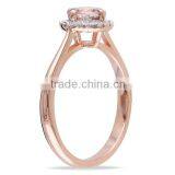 Sterling Silver Morganite and Diamond Halo Earrings Ring and Neckalce Jewelry Set thumbnail-5