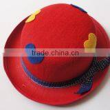 Red Felt Round Hat With Ribbon for Kids