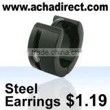 Costume jewelry, black stainless steel earrings with cubic zirconia price starts from US $1.19 / pair