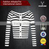 2015 New Spring Horizontal Collar Striped Bottoming Sweaters Female New Design Sweaters thumbnail-2