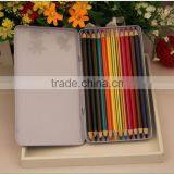 round striped double color pencil /mixed coloring pencils/metal tin pencil box / senior double coloring pencil