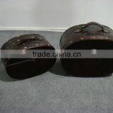 Egg-shaped Antique Leather Suitcase thumbnail-1