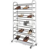 Chrome 10-Tier Rolling Shoe Rack thumbnail-1