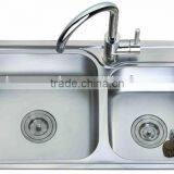 Stainless Steel Double Bowl Kitchen Sink With Drainer thumbnail-1