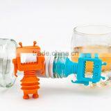 Robot Silicone Wine Stopper,Wine Saver,Reusable Bottle Cap thumbnail-1