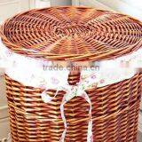 100%handmade With Cover Brown Wicker Laundry Basket thumbnail-2
