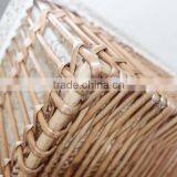 Natural Large Rectangular Handmade Cloth Lined Wicker Storage Basket thumbnail-4