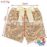 Wholesale Baby Summer Shorts Champagne Cotton Sequin Baby Girls Shorts With Bow thumbnail-3