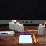 Concrete Desk Set Tape Dispenser , Pencil Holder , Pen Tray Organize Desk thumbnail-1