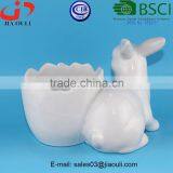 BSCI Audit Factory White Ceramic Easter Bunny Rabbit Planter, Animal Flower Planters thumbnail-3