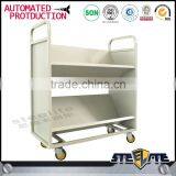 School Library Steel Book Wheels Trolley Cart With 2 Shelves thumbnail-2