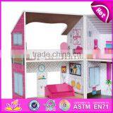 2017 Best Luxurious and Attractive Six Rooms Wooden Doll House Play for Kids W06A245 thumbnail-6