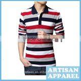 Colorful Stripe Men's Polo Shirts Designs 100% Cotton Slim Fit Striped Polo Shirt OEM thumbnail-1