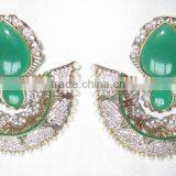 Sterling Silver Green Gemstone Dangler EARRING Pair thumbnail-1