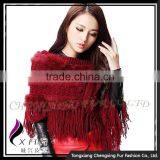 CX-B-119F Luxury Quality Rabbit Fur Big Hand Made Crochet Shawl thumbnail-1