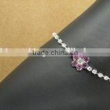 European Style Claw Chain Anklet Purple Flower Crystal Foot Chain Crystal Foot Jewelry for Single Lady thumbnail-1