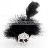 Fashion Large Full Rhinestone Skull Brooches Peacock Feather Corsage Brooch All-match Formal Dress Clothing Clasp thumbnail-5