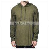 Guangzhou Custom Logo and Print Mens Longline Hoodie In Olive Green thumbnail-1