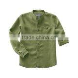 Mens Mandarin Collor Linen Cotton Blend Shirt thumbnail-3